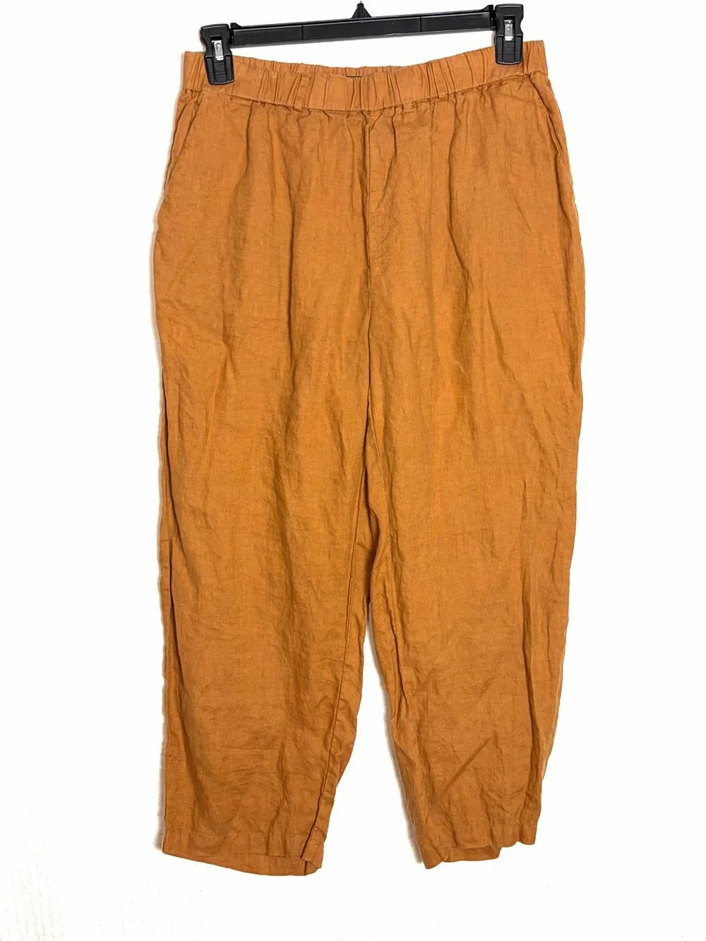 Quince Women 100% Linen 2-pc SET Black Tank Top Size M Tan Brown Pants Size L